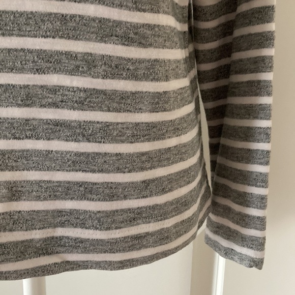 J. Crew medium long sleeve top stripes gray white - Picture 4 of 12